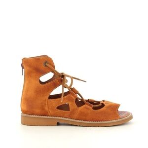 Casta nwot cognac suede leather gladiator lace up sandals size 38 Boho peasant